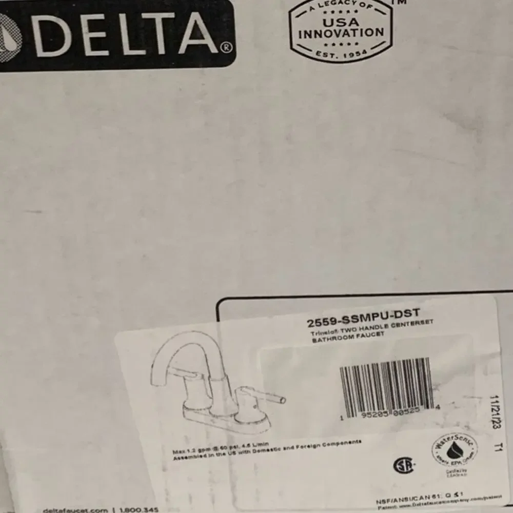 Delta Trinsic Two Handle Centerset Bathroom Faucet In Stainless - Picture 8 of 9